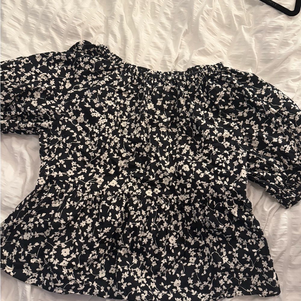 Floral Navy and White Women's Top